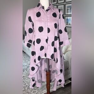 Patrizia Luca Milano High Low Flowy Shirt Tunic Asymmetric Lagenlook Size Small